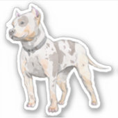 Mighty Pitbull Dog Waterverf Schets Kunst Sticker (Voorkant)