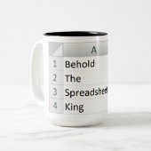 Mighty Spreadsheet King, Excel Silver Tweekleurige Koffiemok (Voorkant links)