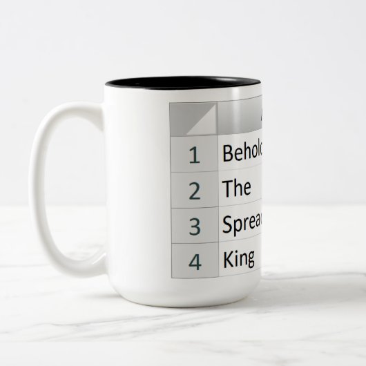 Mighty Spreadsheet King, Excel Silver Tweekleurige Koffiemok (Links)