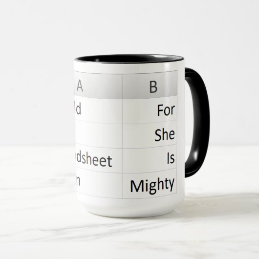 Mighty Spreadsheet Queen, Excel Black Mok (Voorkant rechts)