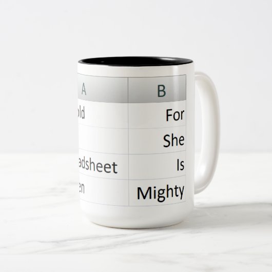 Mighty Spreadsheet Queen, Excel Silver Tweekleurige Koffiemok (Voorkant rechts)