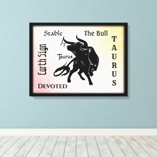 Mighty Taurus the Bull Zodiac Canvas Afdruk (Insitu (Houten vloer))