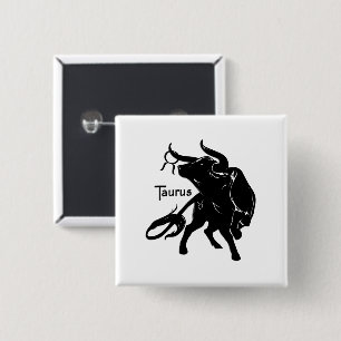 Mighty Taurus the Bull Zodiac Vierkante Button 5,1 Cm