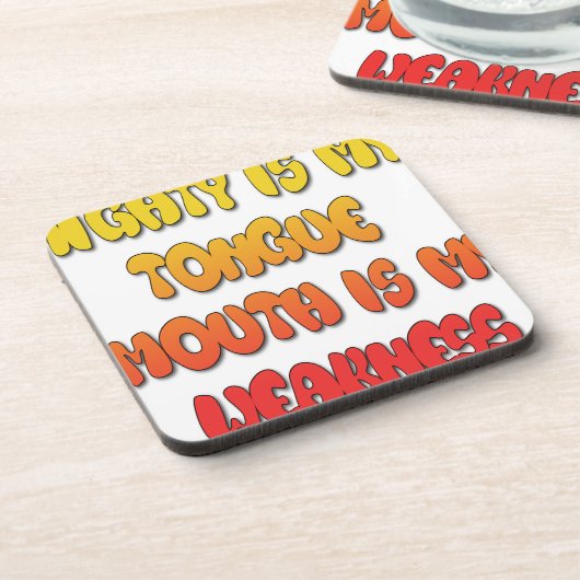 Mighty Tongue Weak Mouth pic Bier Onderzetter (Linkerzijde)