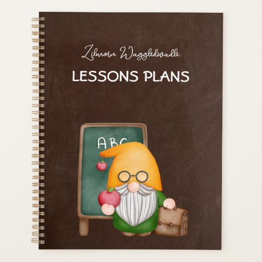 Migné Enseignant Gnome Sur Chalkboard Brown (Devant)