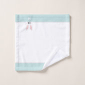Mignet lapin et monogramme sur bleu clair Turquois (Gant de toilette)