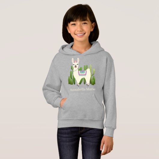 mignon amant lama ajouter nom Sweat - shirt à capu (Devant entier)