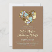 mignon amour coeur plage engagement invitation (Devant)