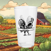 mignon amoureux de coq ajouter le nom Verre