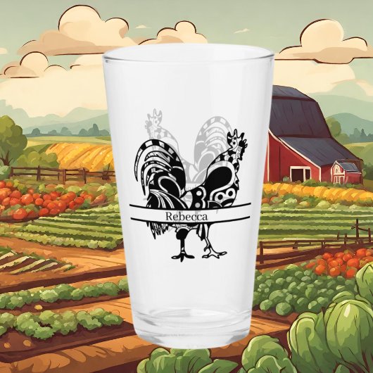 mignon amoureux de coq ajouter le nom Verre