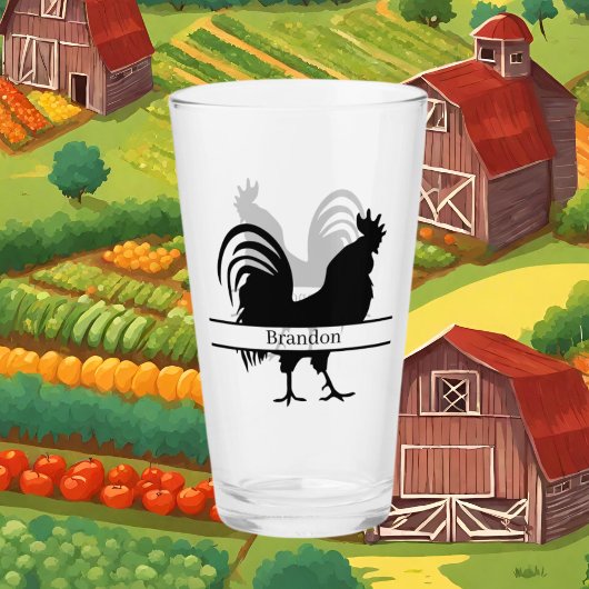 mignon amoureux de coq ajouter le nom Verre