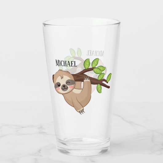 mignon amoureux paresseux ajouter nom Verre (Dos)