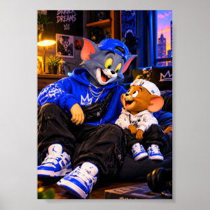 Mignon Art de Poster de Chat et Souris Animé