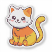 Mignon autocollant de chat Candy Corn pour Hallowe (Devant)