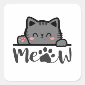 Mignon autocollant de chat mignon Meow Design carr (Devant)