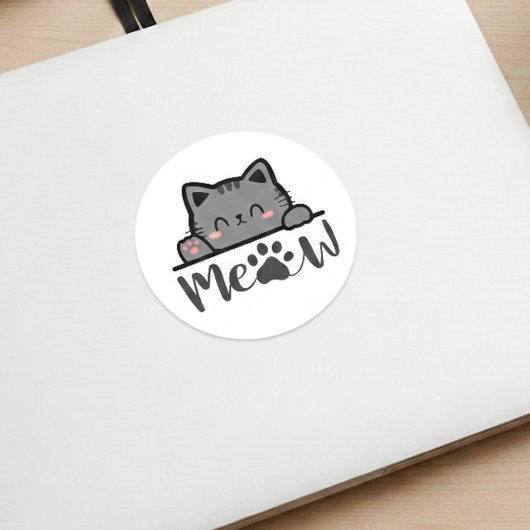 Mignon autocollant de chat mignon Meow Design carr