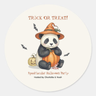 Mignon autocollant rond de panda de Halloween à la
