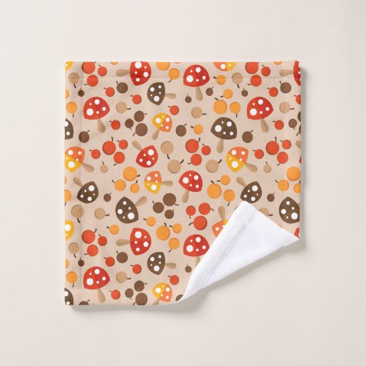 mignon automne motif de champignon saisonnier carr (Gant de toilette)