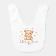 Mignon bavoir bébé Petite Étoile en aquarelle Ours