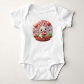 Mignon bébé Lapin valentin cœur Body bébé (Devant)