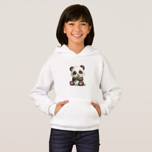 Mignon bébé panda mangeant du bambou pullover pour (Devant entier)