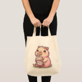 Mignon Capybara Rose Buvant du Thé aux Perles Sac (Devant (produit))