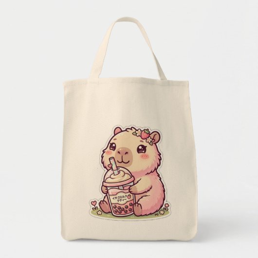 Mignon Capybara Rose Buvant du Thé aux Perles Sac (Devant)