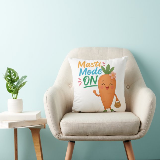 Mignon Carotte Masti Mode activé Coussin de lancer (Chaise)