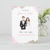 mignon, carte de sauvegarde de date, Carte Save Th (Debout devant)