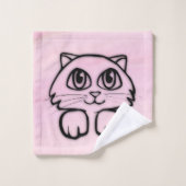 Mignon Chat aux Grands Yeux Rose (Gant de toilette)