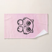Mignon Chat aux Grands Yeux Rose (Serviette à main)
