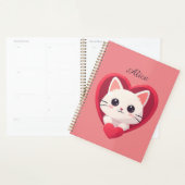 Mignon Chat Blanc avec Design Kawaii Kitty Love (Devant avec enveloppe)
