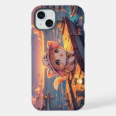 Mignon Chat Chibi au coucher de soleil du port – F (Verso)