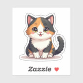 Mignon Chat Chibi Calico – Autocollant Pastel (Feuille)