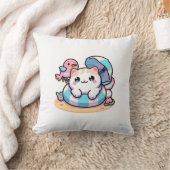 mignon chat kawaii à la plage Coussin de jet (Couverture)