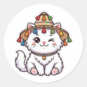 Mignon Chat Marocain Kawaii avec Autocollant Tradi