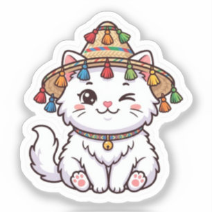 Mignon Chat Marocain Kawaii avec Autocollant Tradi