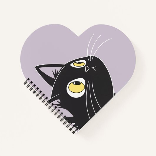 Mignon Chat Noir Dessin Animé – Cahier en Forme de (Devant)
