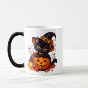 Mignon Chat Noir Halloween Citrouille Tasse Change
