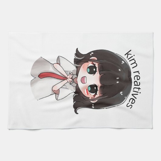 Mignon Chibi Serviette de Cuisine Fille Anime (Horizontal)