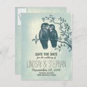 mignon chouettes couple enregistrer la date cartes (Devant / Derrière)