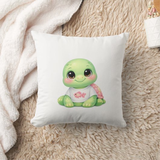 Mignon Coussin Bébé Tortue de Mer Kawaii Chibi (Couverture)