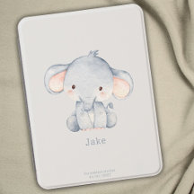 Mignon éléphant bébé aquarelle et nom