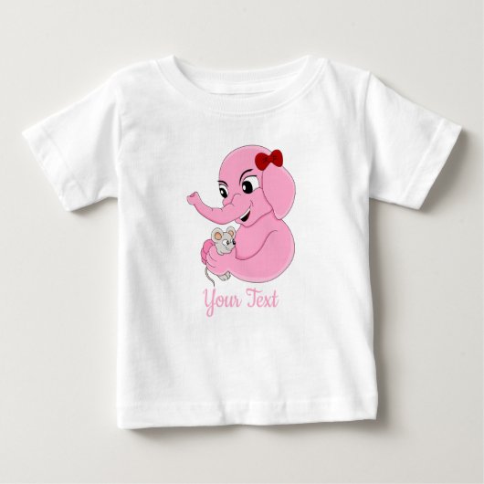 Mignon éléphant fille dessin animé bébé T-shirt (Devant)