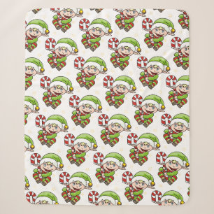 Mignon Elfe avec Canne à Sucre Noël Sherpa Plaid