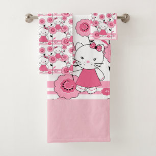 mignon enfants chaton rose blanc imprimé