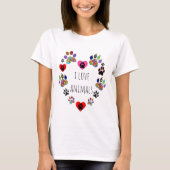Mignon et coloré I Love Animals T-shirt (Devant)