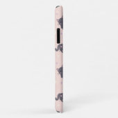 Mignon Étui Téléphone Rose Chat Gris (Dos/Droite)