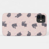 Mignon Étui Téléphone Rose Chat Gris (Dos (Horizontal))