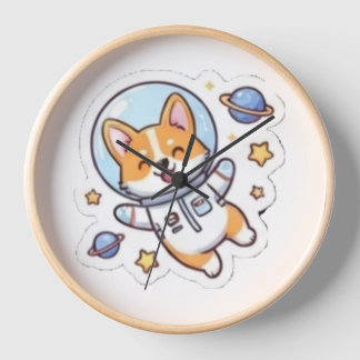 Mignon Horloge Murale Corgi Astronaute de l'Espace
